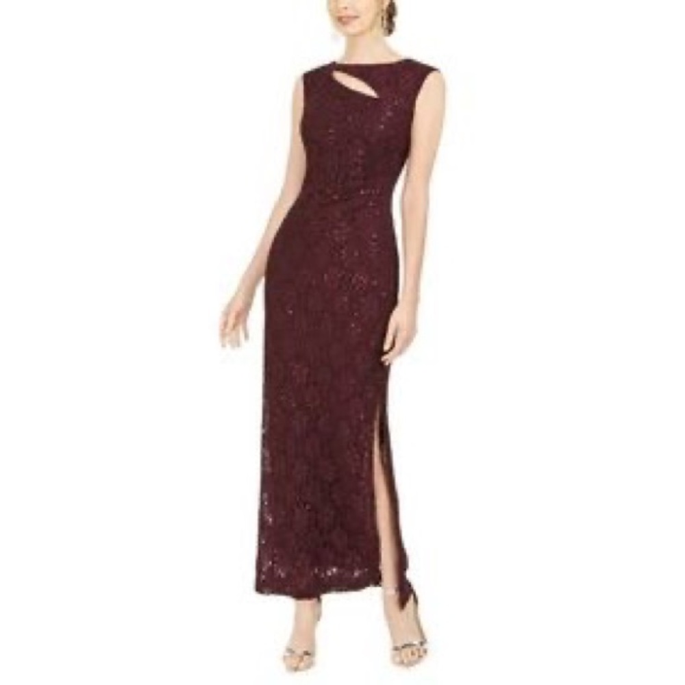 NWT Connected Apparel Merlot Side Slit Gown